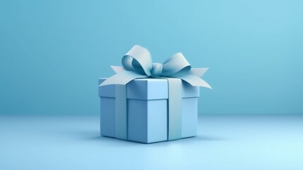 Obraz premium Blank blue gift box showcase display mockup stand Ai Generative