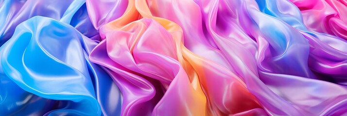 Obraz premium Vibrant rainbow waves on melted plastic texture with wrinkle silicone sheet background