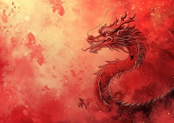 Chinese New Years Dragon Card 5x7 Lanterns Festival Background Wallpaper Image