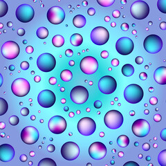 rainbow pattern of bright soap bubbles, drops, bubbles and balls on a gradient background, vector illustration for any design