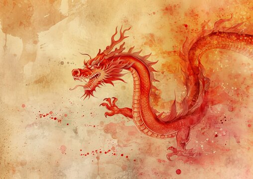 Chinese New Years Dragon Card 5x7 Lanterns Festival Background Wallpaper Image