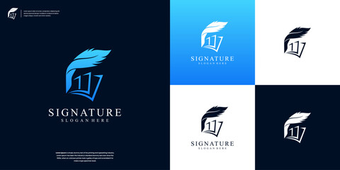 Quill ink logo design with abstract book logo combination for your business company identity