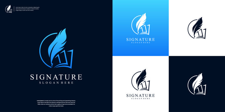 feather pen logo silhouette vector design for your business company identity