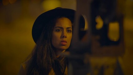 Professional Female Photographer Using DSLR Camera Capturing Photos