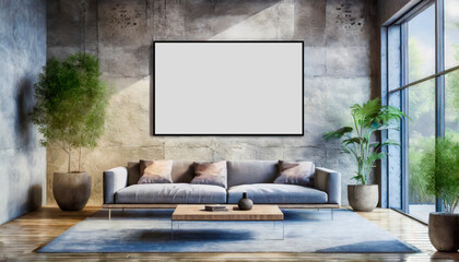 painting mockup - interior of a room with blank frame #04-202401	
