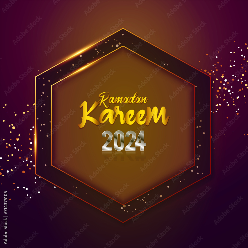 Wall mural ramadan kareem 2024 banner with purple and brown background design