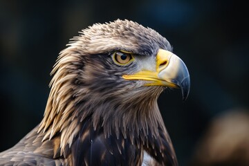 Obraz premium A majestic golden eagle with a powerful beak and piercing gaze stands tall in the wild, showcasing the beauty and strength of the accipitridae family
