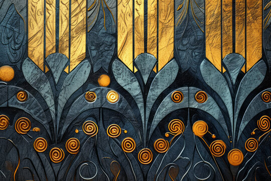 Art Deco Inspired Wallpaper, Elegant Geometric Wallpaper Design, Gold Accents