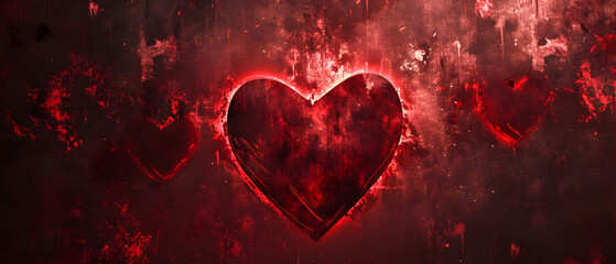 A passionate symbol of love, a maroon heart illuminates with fiery passion on valentine's day - obrazy, fototapety, plakaty