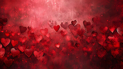 A vibrant and romantic display of maroon and magenta hearts, bursting with colorfulness on valentine's day