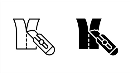 Cutter knife, Cutter icon set for website design. vector illustration on white background