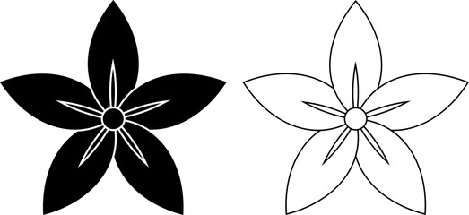 outline silhouette jasmine flower icon set - obrazy, fototapety, plakaty