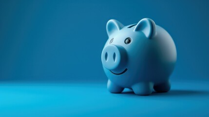 blue piggy piggy bank on a blue background
