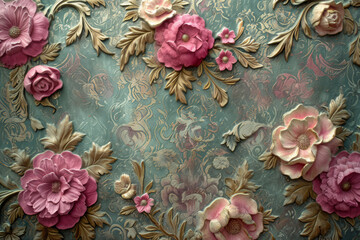 Floreal Boho Chic Inspired Interior Wallpaper, Surface Material Texture