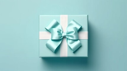 Blank open white gift box with hcyan blue bottom inside Ai Generative
