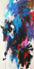 Abstract Painting in Blue, Red, and Black - Vibrant Artwork With Bold Colors