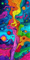 Collection of Psychedelic Artwork in Vibrant Colors and Patterns
