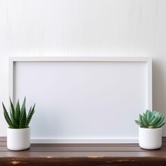 Three Succulents in White Pots on a Shelf