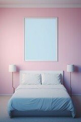 A Bedroom With Pink Walls and a White Bed
