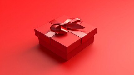 Blank red gift box product display showcase or exhibition Ai Generative