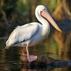 Fototapeta na wymiar Great White Pelican in nature , Pelecanus onocrotalus