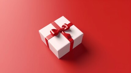 Blank white gift box open or opened present box tied Ai Generative - obrazy, fototapety, plakaty