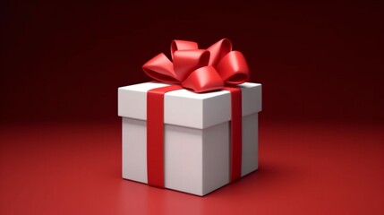 Blank white gift box open or opened present box tied Ai Generative