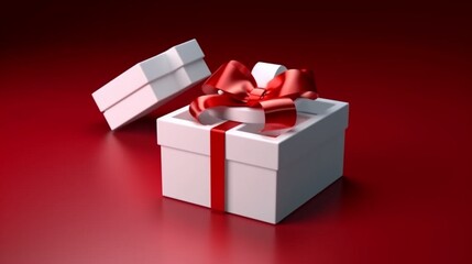 Blank white gift box open or opened present box tied Ai Generative