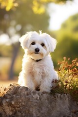 Sweet little maltese pet dog, Natural Landscape