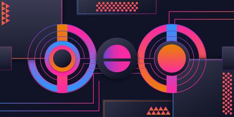 Obraz premium Abstract rounded and line pink gradient geometric design