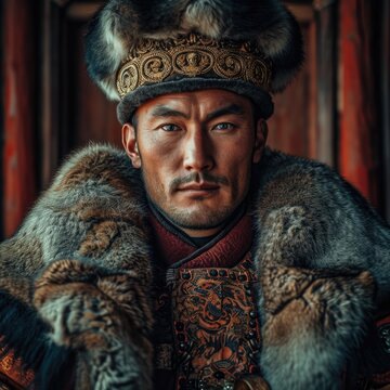 Tatar Mongols: nomadic warriors and conquerors, cultural legacy, military prowess, Eurasian steppes strength, traditional attire, resilience and the spirit of the historic nomadic lifestyle.