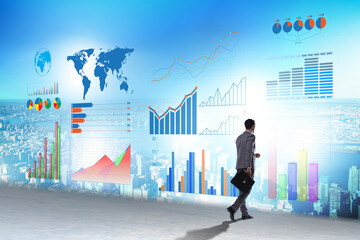 Businessman in visual analytics business concept