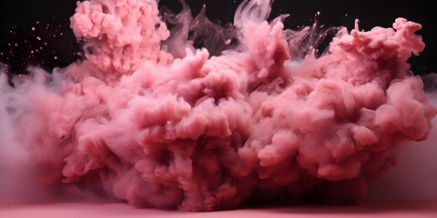 Explosion of Pink Dust in the Air. Scattering Pink Substance