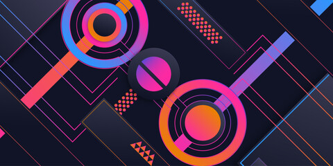 Fototapeta premium Abstract rounded and line in gradient futuristic design