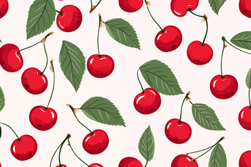 Simple cherry pattern on the white background