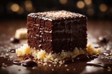 cake with icing sugar (Lamington)