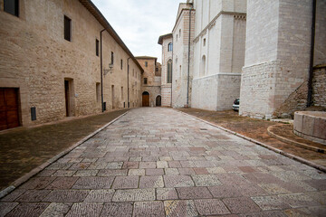 Lower Entrance Alley in Basilica of Saint Francis of Assisi - Italy