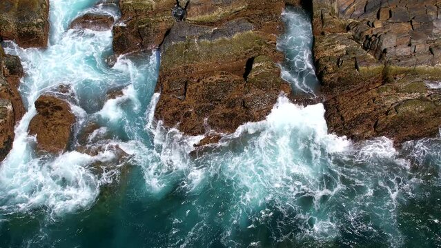 Beautiful Indian Ocean coast in Sri Lanka, Dikwella. Top view, aerial video filming.