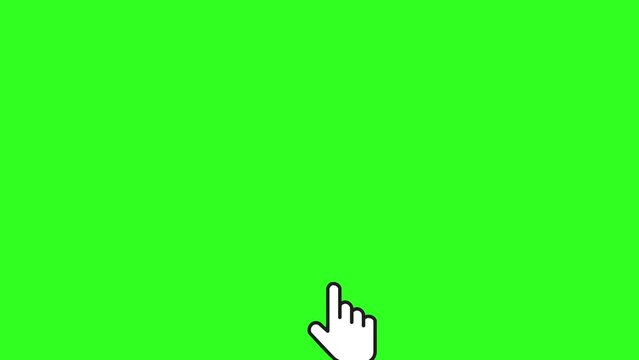 Mouse click symbol with spark isolated on green screen background. Pointer hand cursor clicking. Finger cursor click icon. Web cursor clicking. Technology and internet icons.