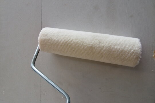 pait roller brush on gray background