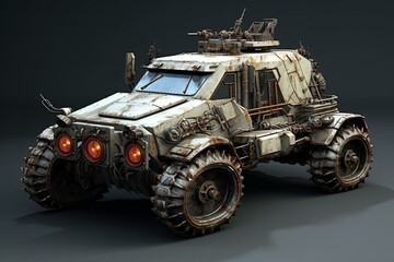 damaged armored vehicle. made with advanced techniques. Generative AI