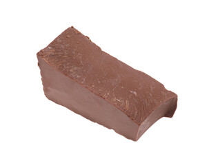Piece of tasty milk chocolate isolated on white