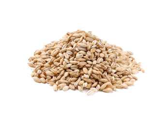 Pile of raw pearl barley isolated on white