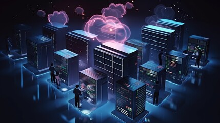 cloud synchronization server center data protection ,Modern cloud technology and network concept.internet data service. Web cloud technology business. network and database, internet center,