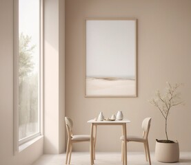 interior of a room with empty frame. 3d rendered