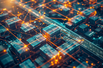 Obraz premium A computer generated image of a city with lots of buildings