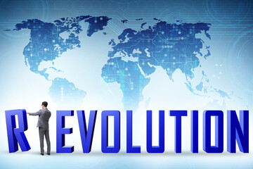 Evolution turning into revolution concept
