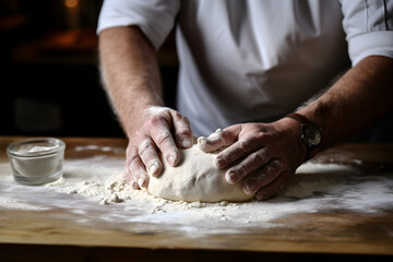 Obraz na płótnie Canvas baker kneading dough created with Generative AI