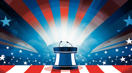 American presidential election background with podium debate - obrazy, fototapety, plakaty