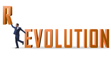 Evolution turning into revolution concept